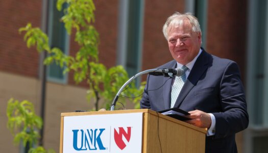 Doug Kristensen speaks during Thursday's ceremony.