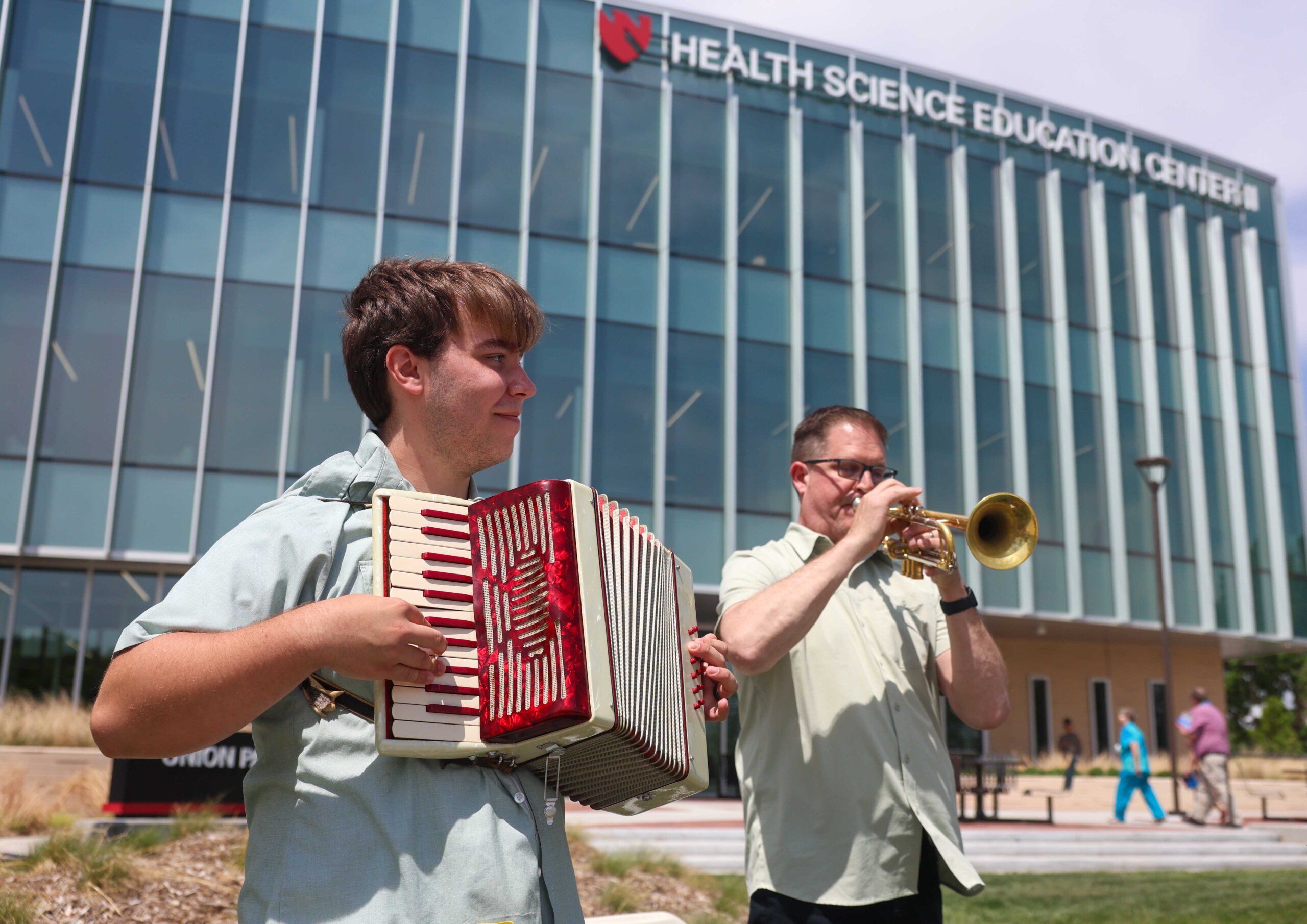 Bill Scott's favorite polka song is performed during a grand opening celebration at the Douglas A. Kristensen Rural Health Education Complex.