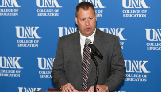 KPS Superintendent Jason Mundorf speaks during Monday's ceremony.