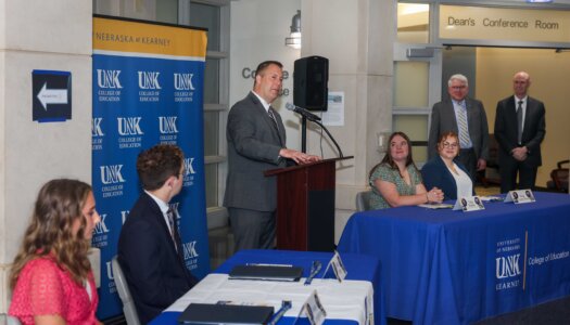 KPS Superintendent Jason Mundorf speaks during Monday's ceremony.