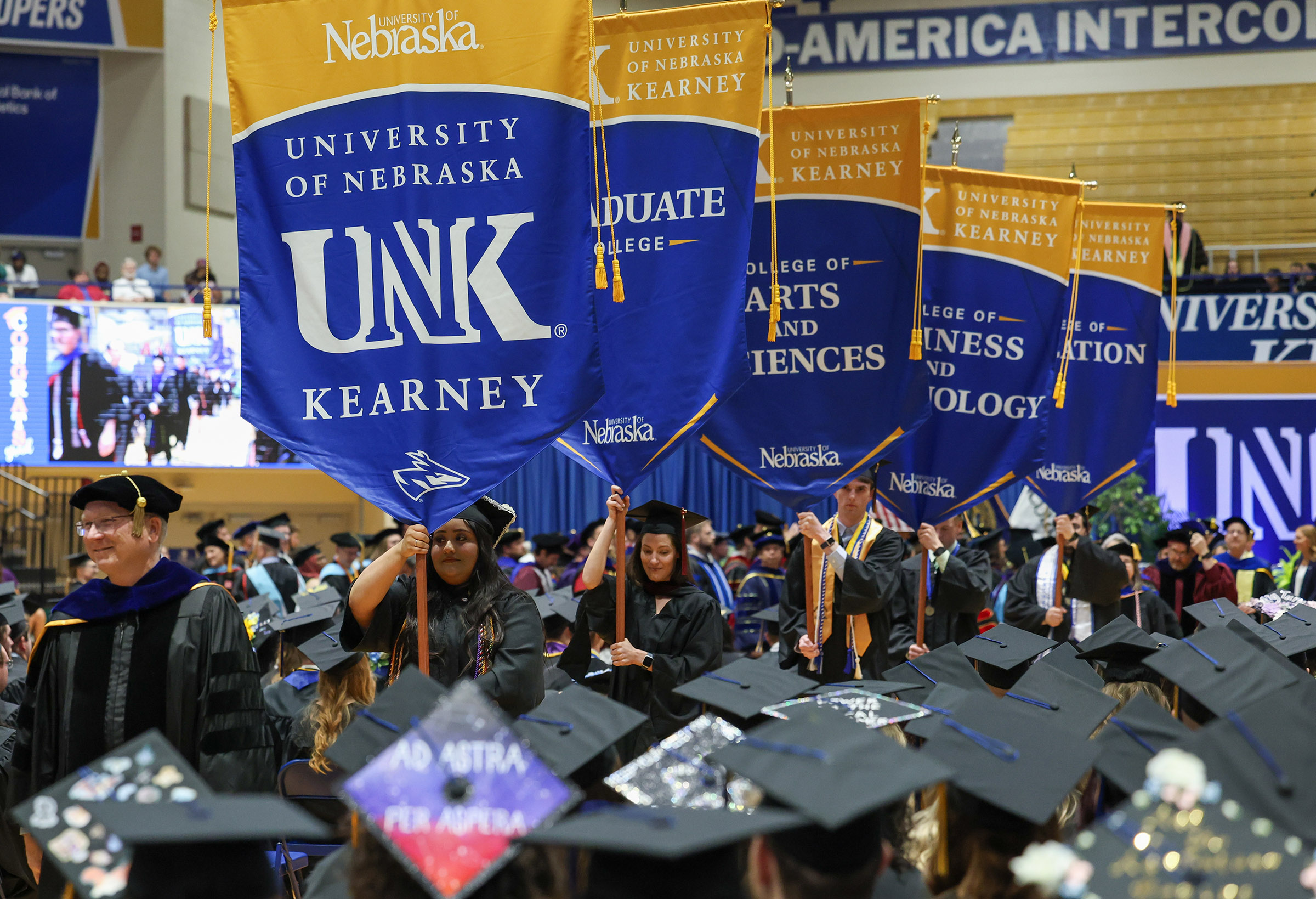The processional during a UNK commencement ceremony.