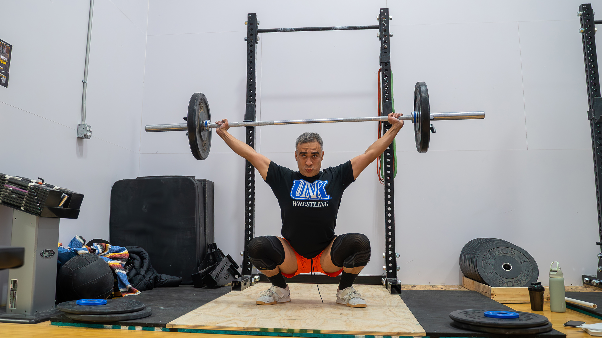 Francisco Cantillo works out with the UNK Weightlifting Club during a recent training session.