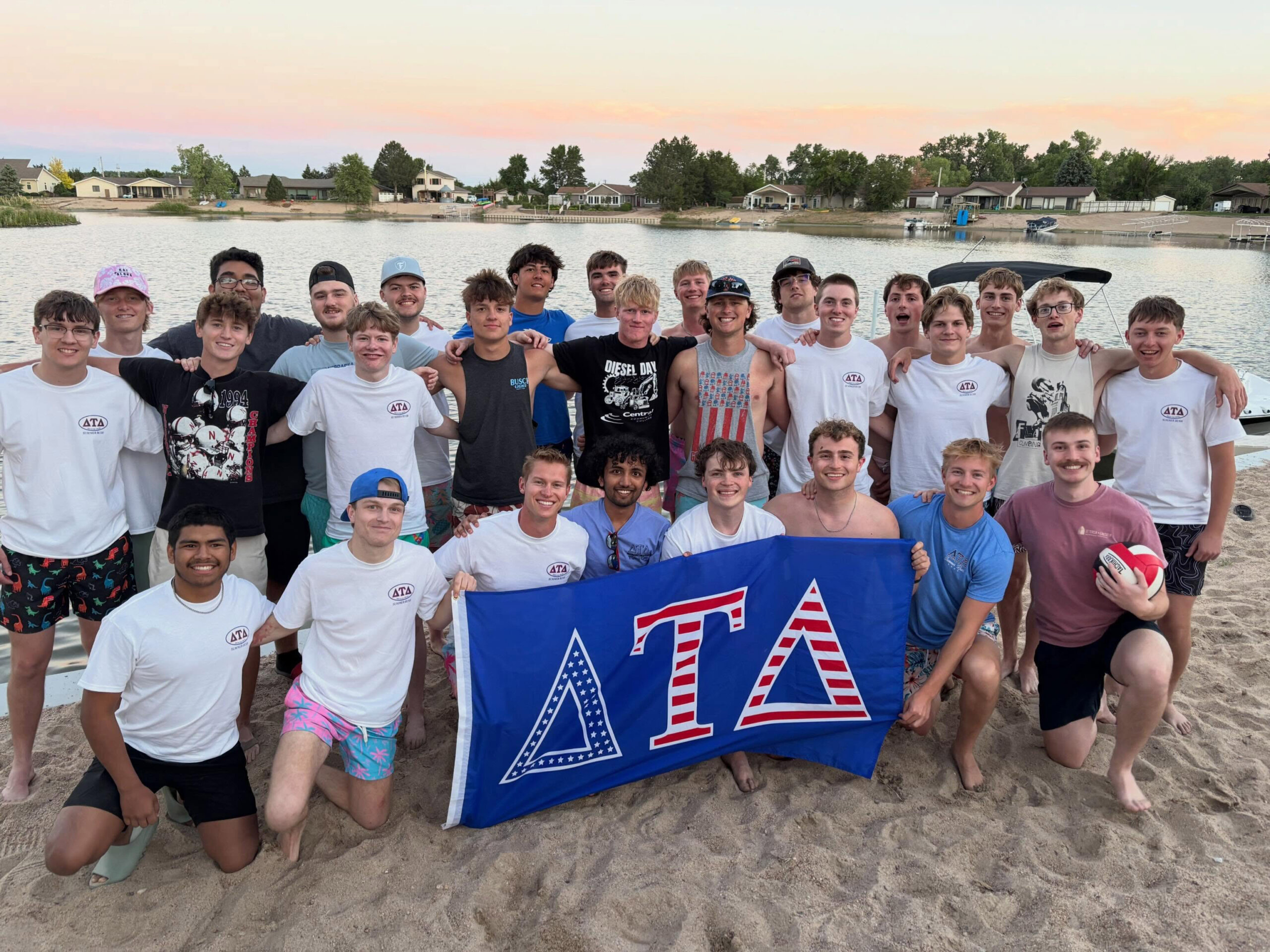 Delta Tau Delta members are pictured during a summer social event.