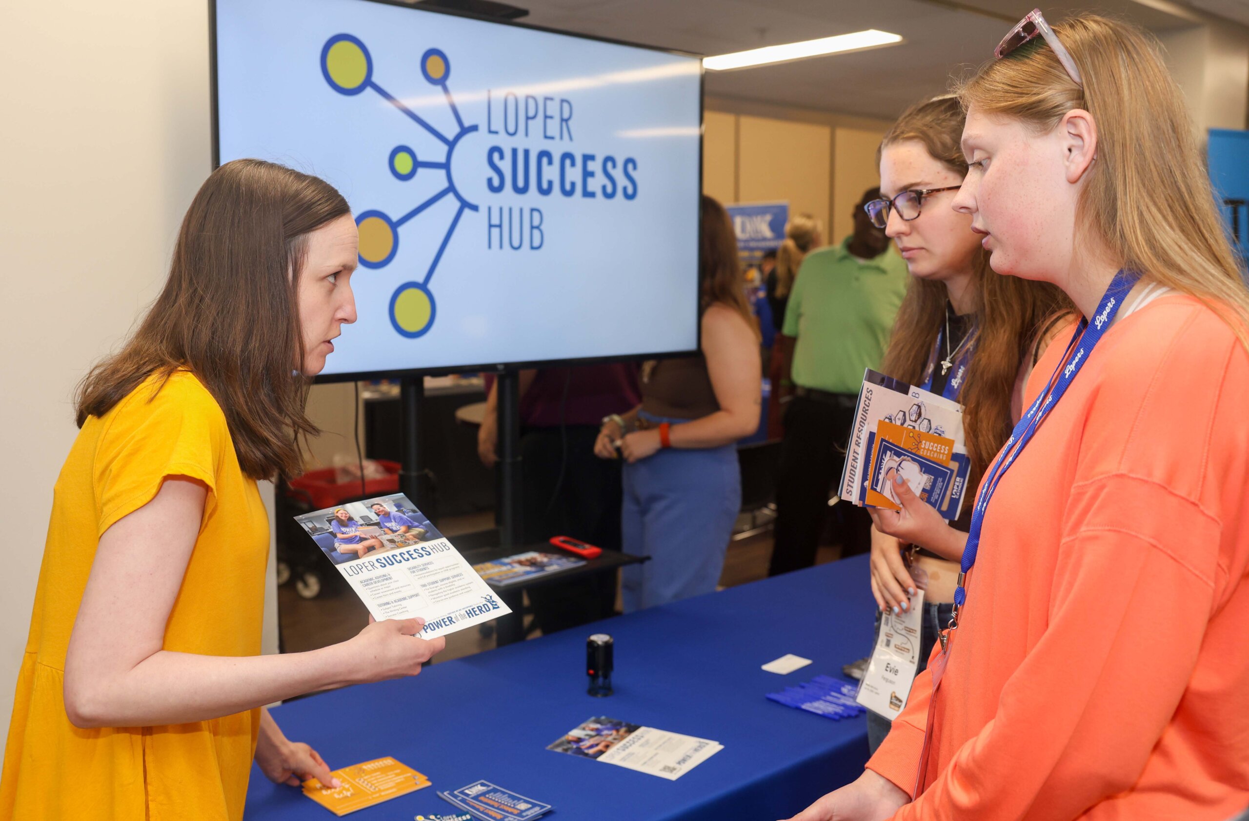 Students and their families learn about campus offerings at a resource fair.