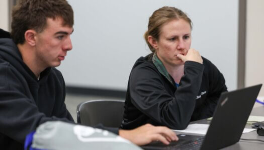 Jody Herchenbach enrolls a student in his classes.