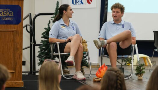 NSE leaders share campus resources through a skit.