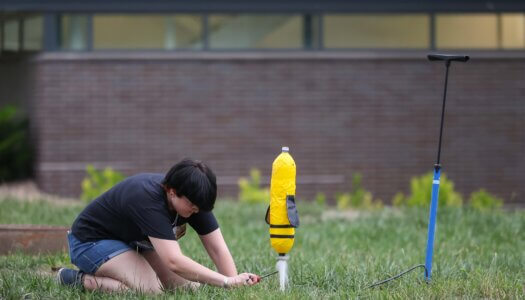 A student participates in an activity at the QUASAR Camp at UNK.