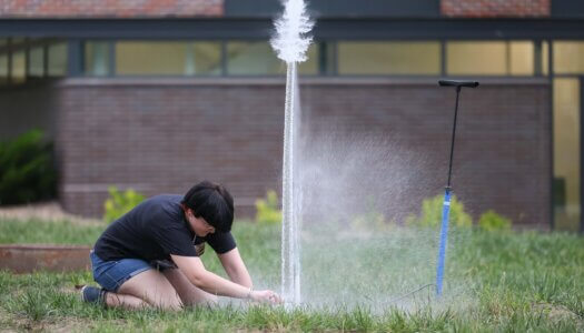 A student participates in an activity at the QUASAR Camp at UNK.