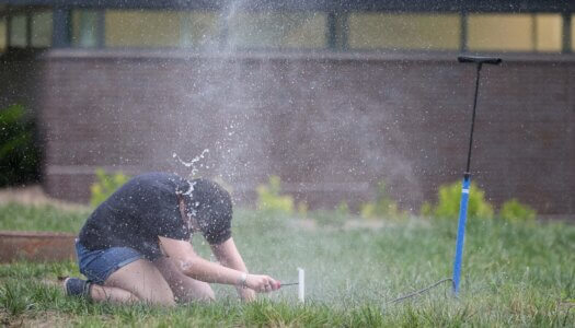 A student participates in an activity at the QUASAR Camp at UNK.
