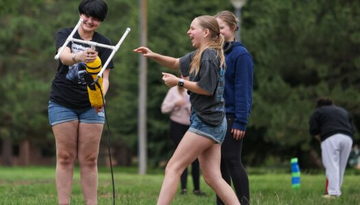 Students participate in an activity at the QUASAR Camp at UNK.