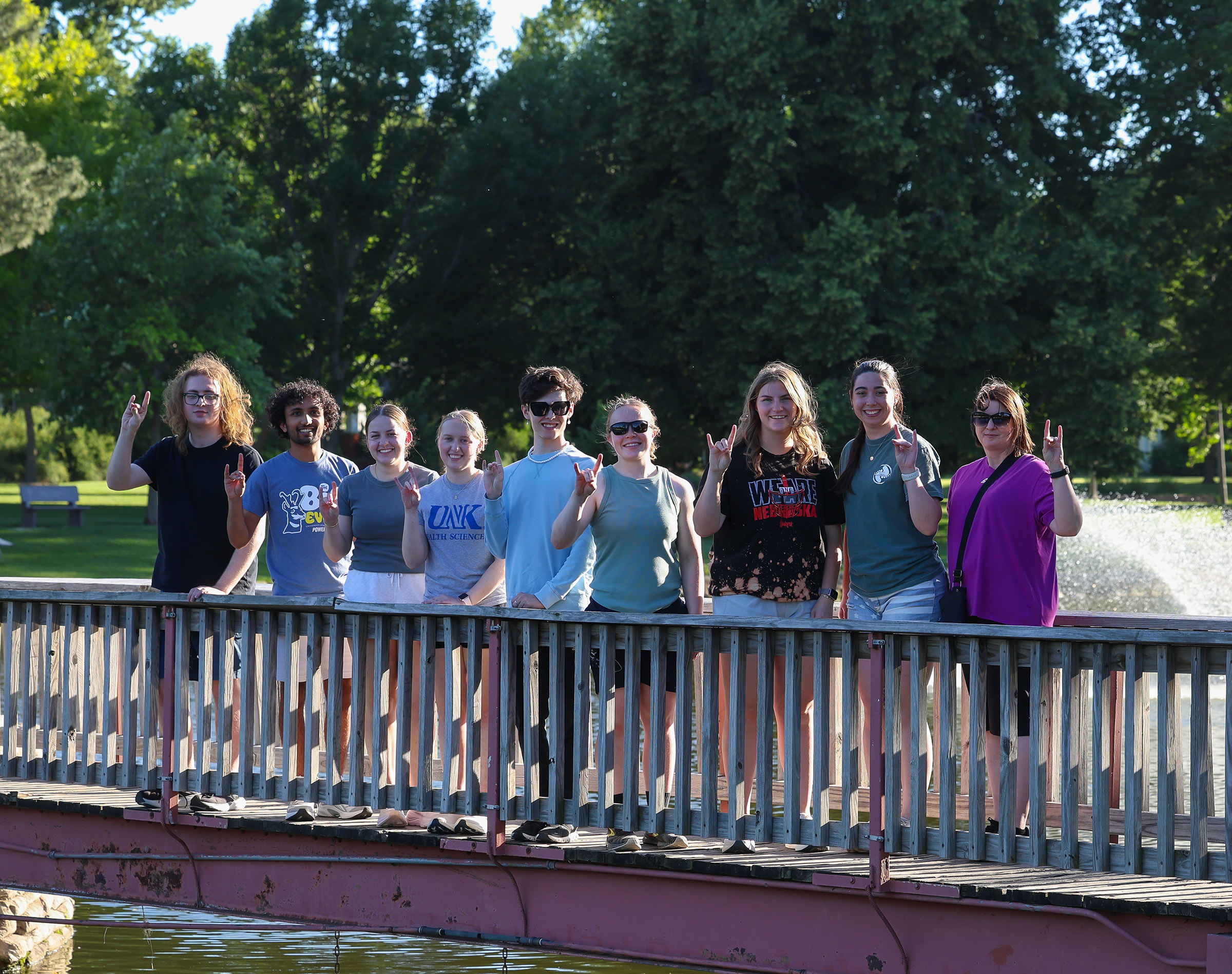 UNK students participating in the Rural Immersion Program pose for a photo at Heartwell Park in Hastings.