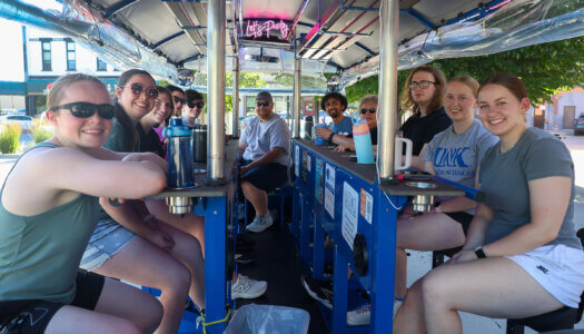 UNK students tour Hastings on an alcohol-free party bike.