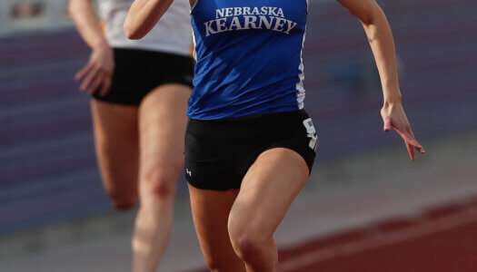 Jessica Rauert competes for UNK track.