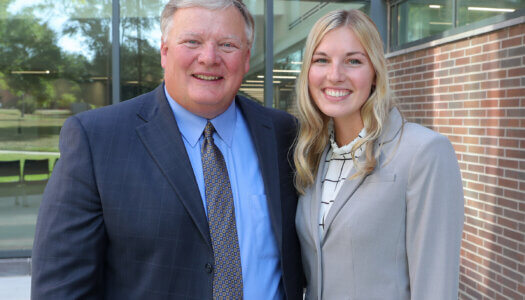 Jocelyn Rauert is pictured with former UNK Chancellor Doug Kristensen.