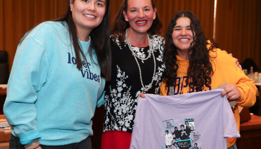 Laura Velasco participates in "I Love NU" Day at the State Capitol in Lincoln.