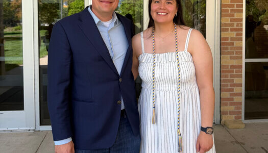 Laura Velasco poses for a photo with UNK faculty member David Vail.