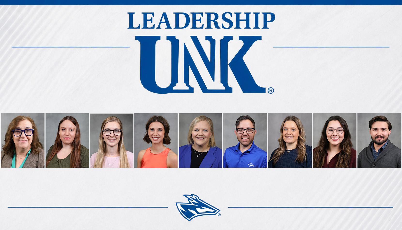 A graphic with the Leadership UNK logo and headshots of the 2026-27 class members.