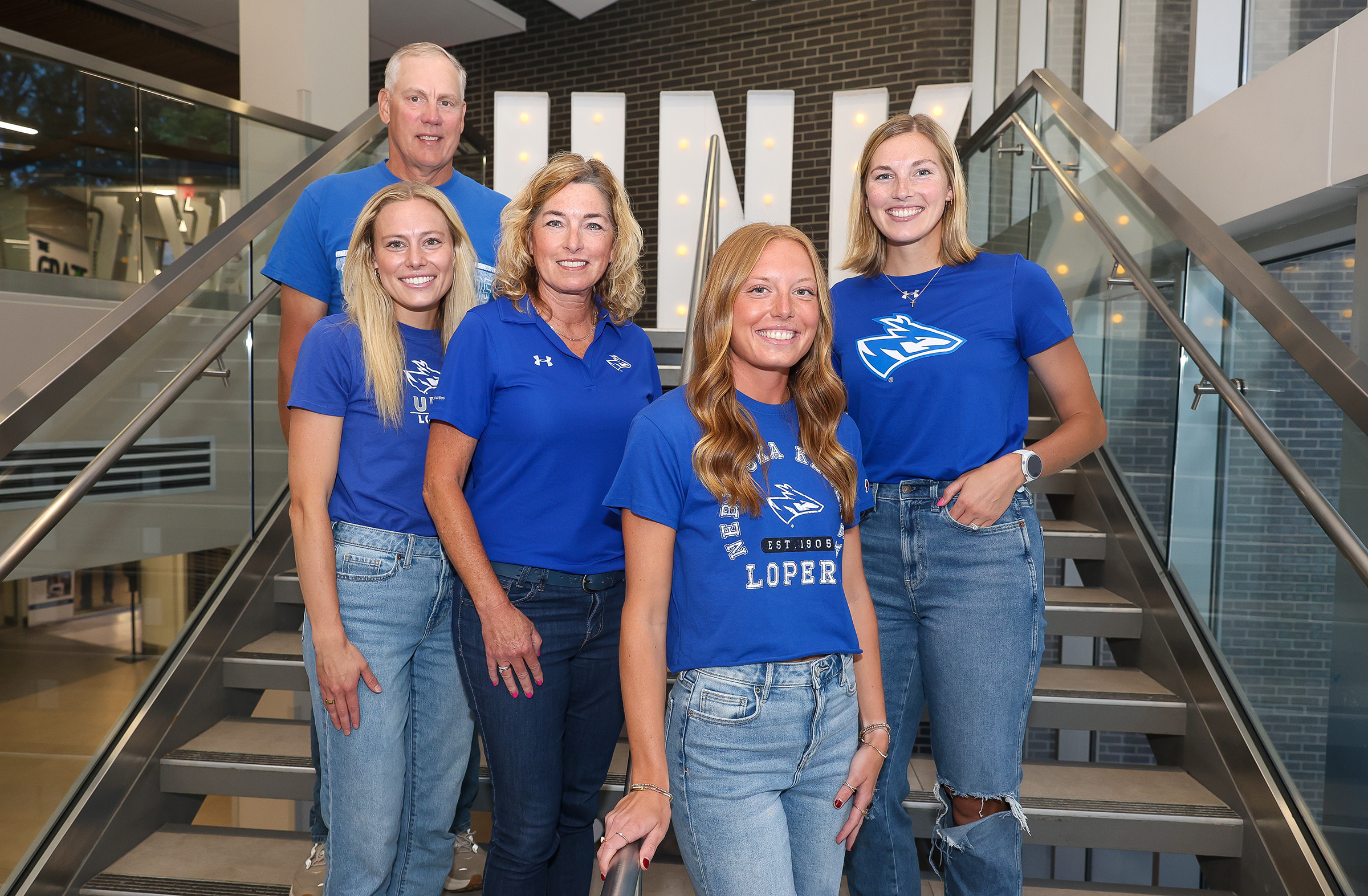 The Rauert family is pictured inside the student union at UNK.