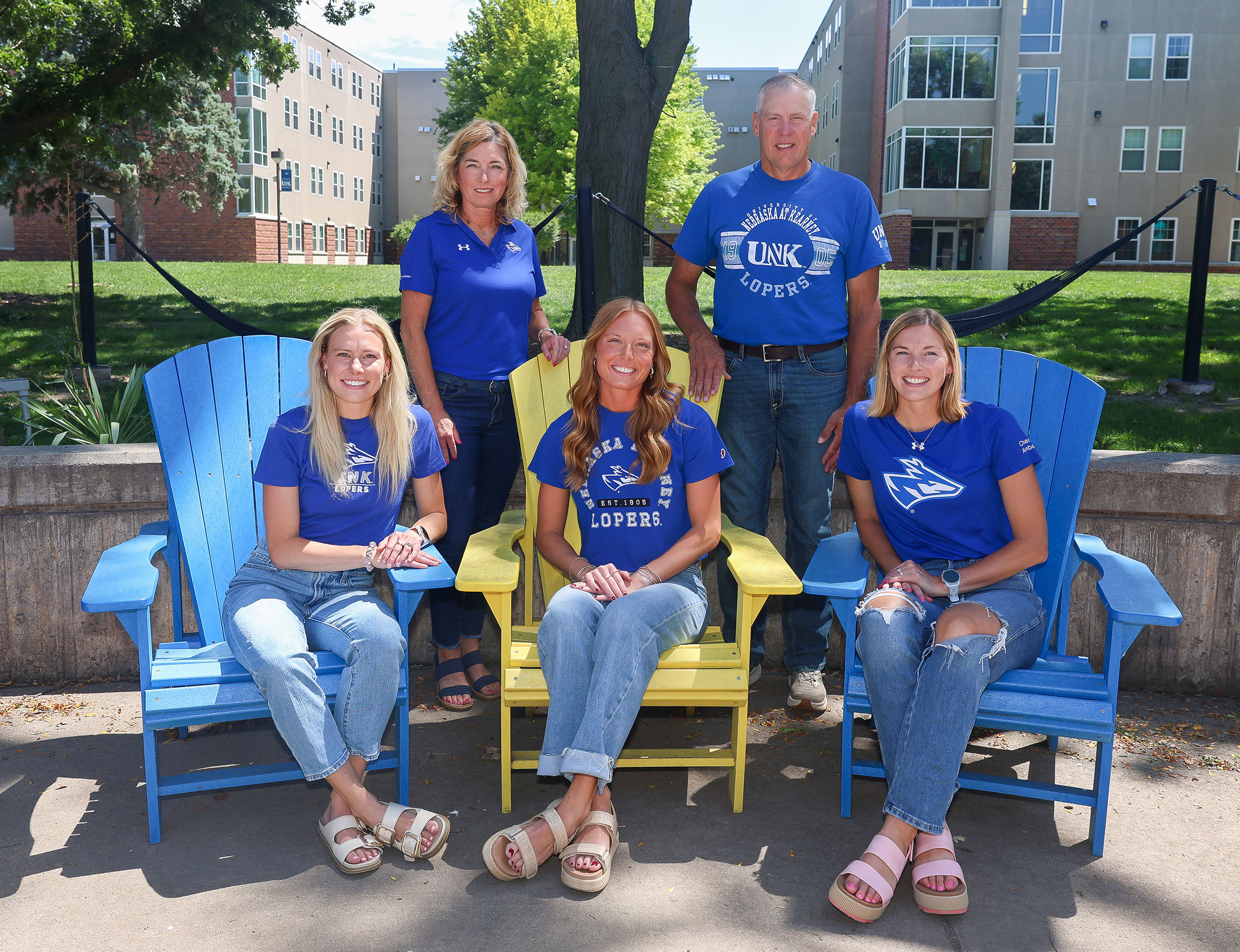 The Rauert family poses for a photo on the UNK campus.