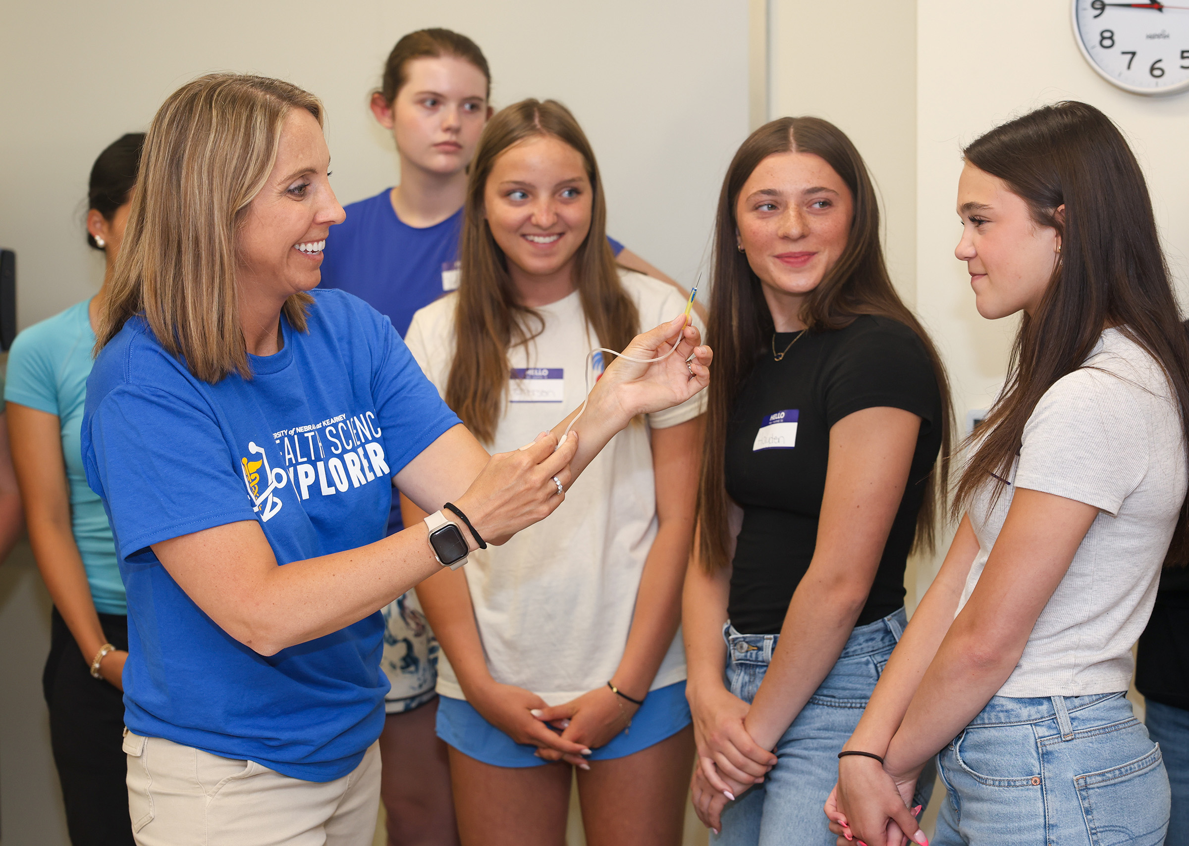 Sara Bruner leads an activity during a Health Science Explorers summer camp at UNK.