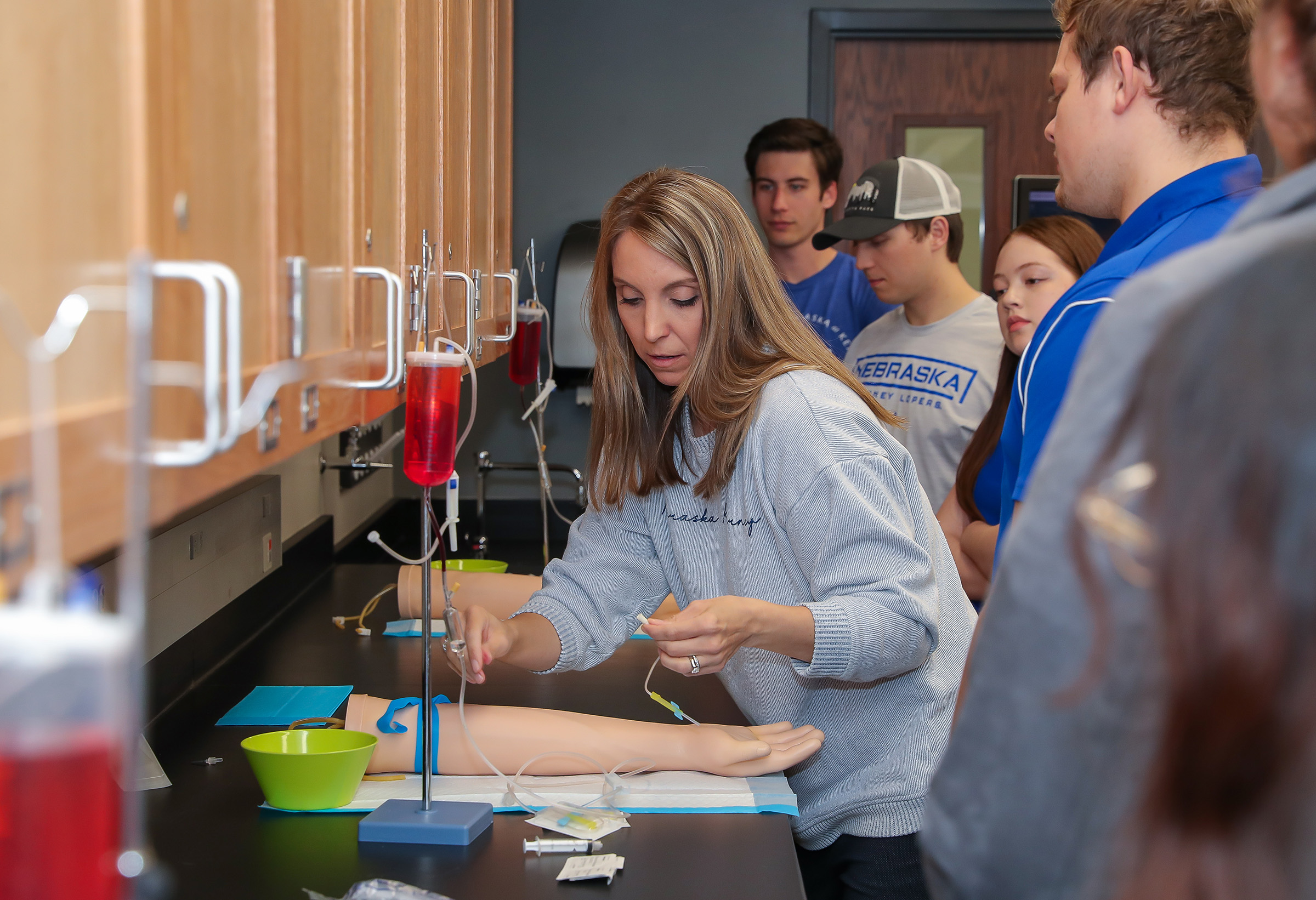 Sara Bruner is pictured in a UNK health science lab.