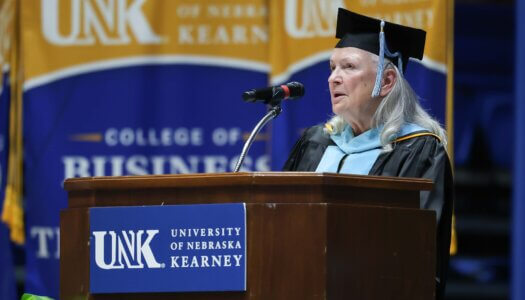 Juliann Ann Agard speaks at commencement.