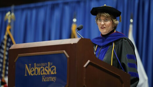 Dean of the College of Business and Technology Brooke Envick gives the keynote address.