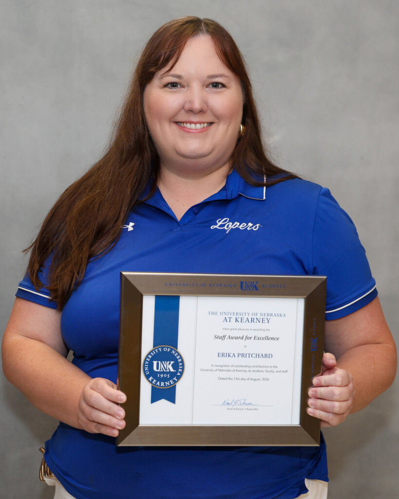 Erika Pritchard is pictured with her award