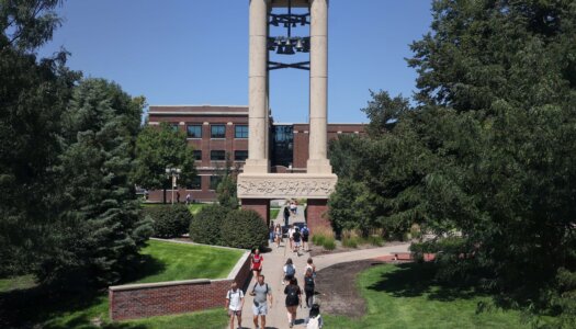 Students walk to class.