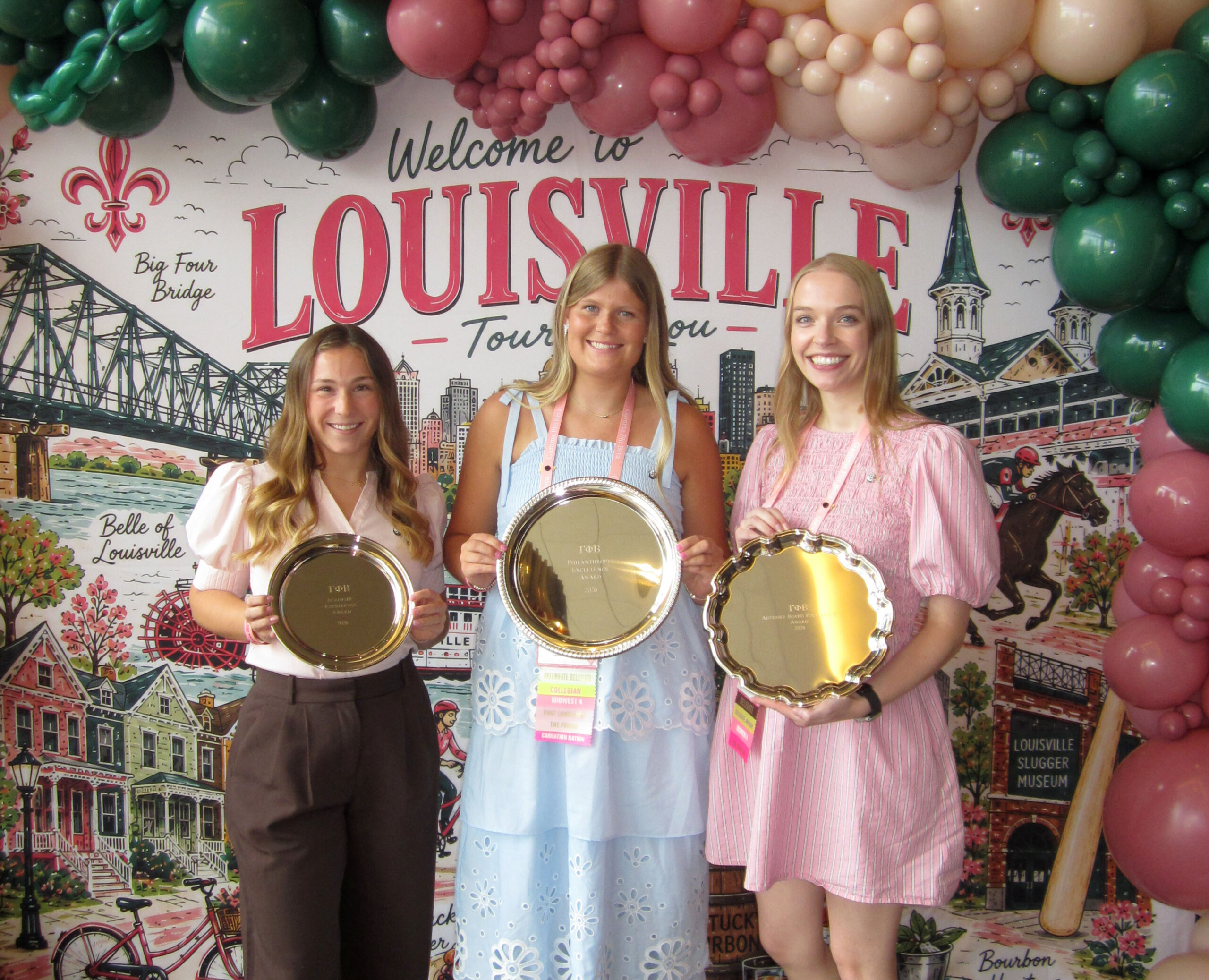 Gamma Phi Beta members pose with their awards during the international convention in Louisville, Kentucky.