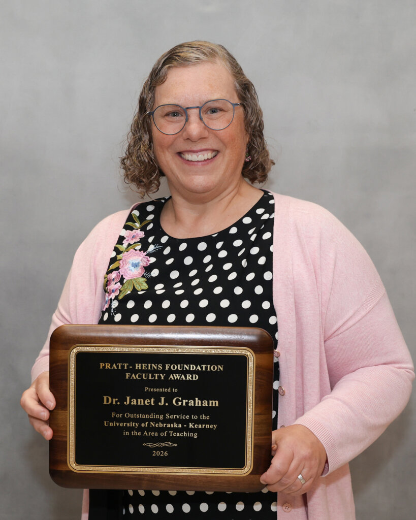 Janet Graham is pictured with her award