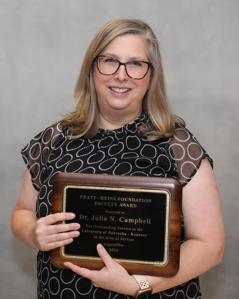 Julie Campbell is pictured with her award