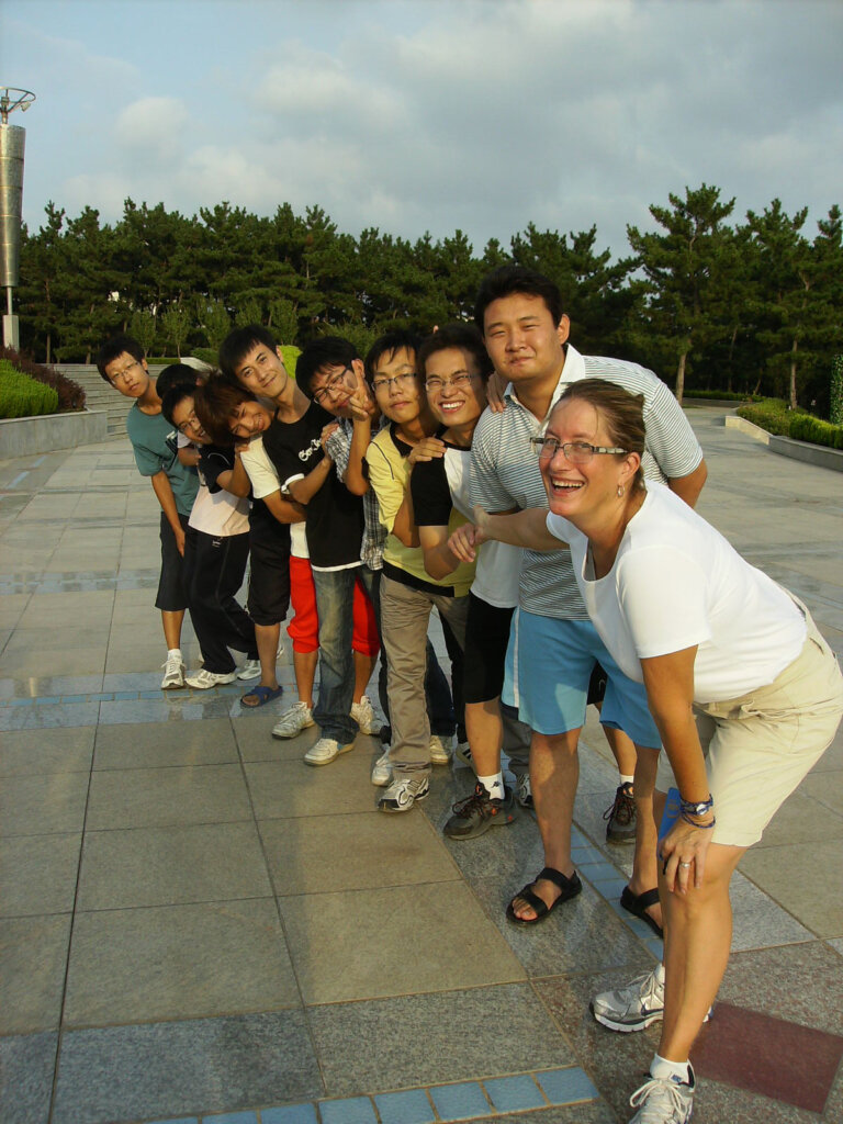 Lisa Terry is pictured with students in China.