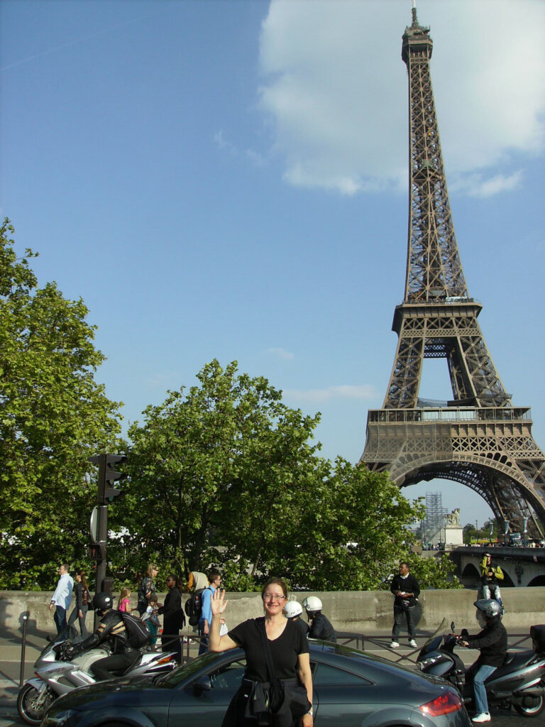 Lisa Terry visits the Eiffel Tower.
