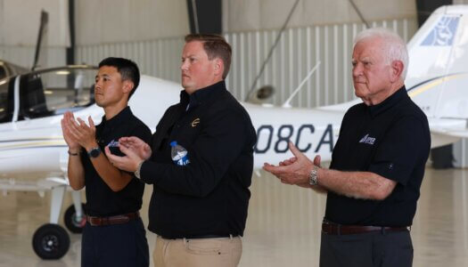 UNK and Tecnam representatives during the Loper Flight Academy ribbon-cutting ceremony.