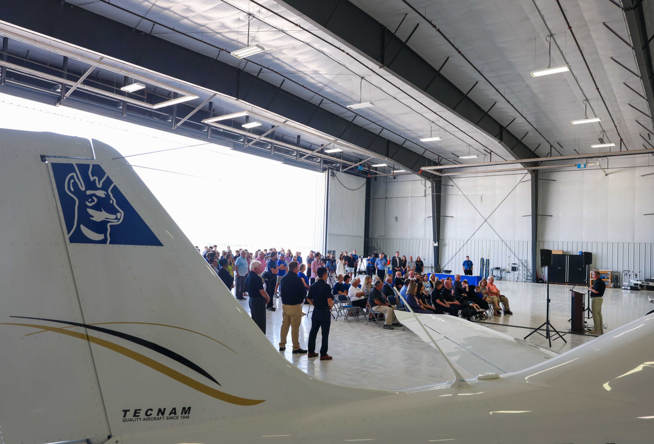 A large crowd attends the Loper Flight Academy ribbon-cutting ceremony.