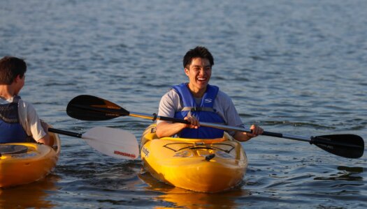 UNK students kayak at Yanney Park.