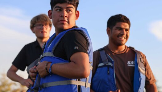 UNK students get ready to kayak at Yanney Park.