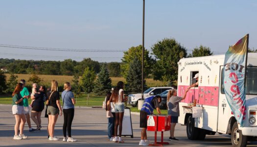 A food truck line during the Loper Lot Party.