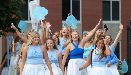 Gamma Phi Betas walk into Bid Day.