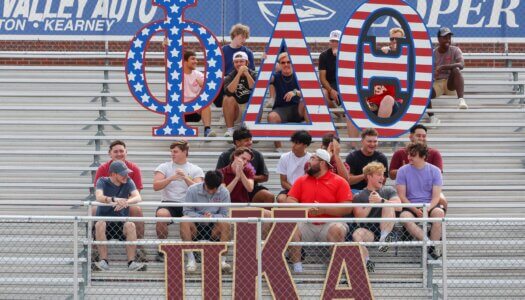 UNK fraternities watch Bid Day from the stands.