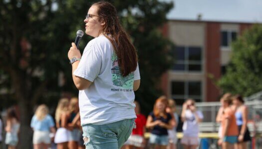 FSL Director Morganne Williams speaks to the crowd.