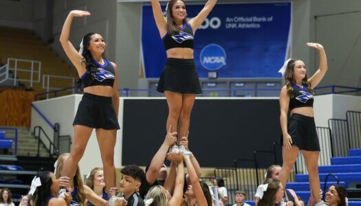 UNK cheer performs at convocation.