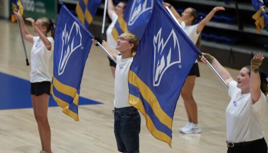 The UNK Color Guard performs at convocation.