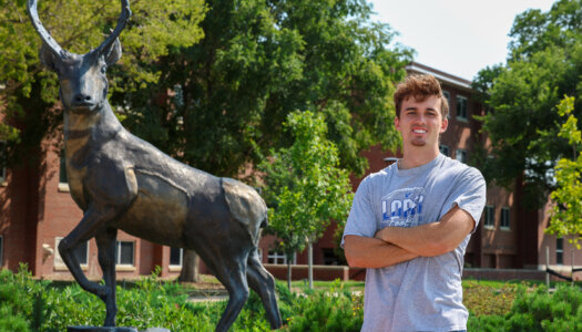 Trey Prichard poses for a photo on the UNK campus.