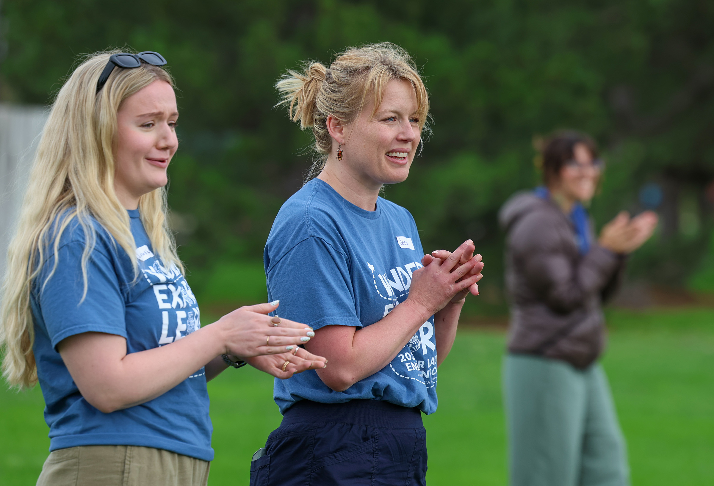 Laura Walsh and Jessica Clark are pictured in June while assisting during the Loper Launch Speech Academy.