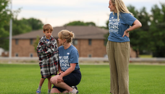 Laura Walsh and Jessica Clark are pictured in June while assisting during the Loper Launch Speech Academy.