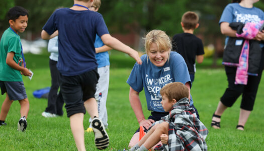 Jessica Clark assists during the Loper Launch Speech Academy.