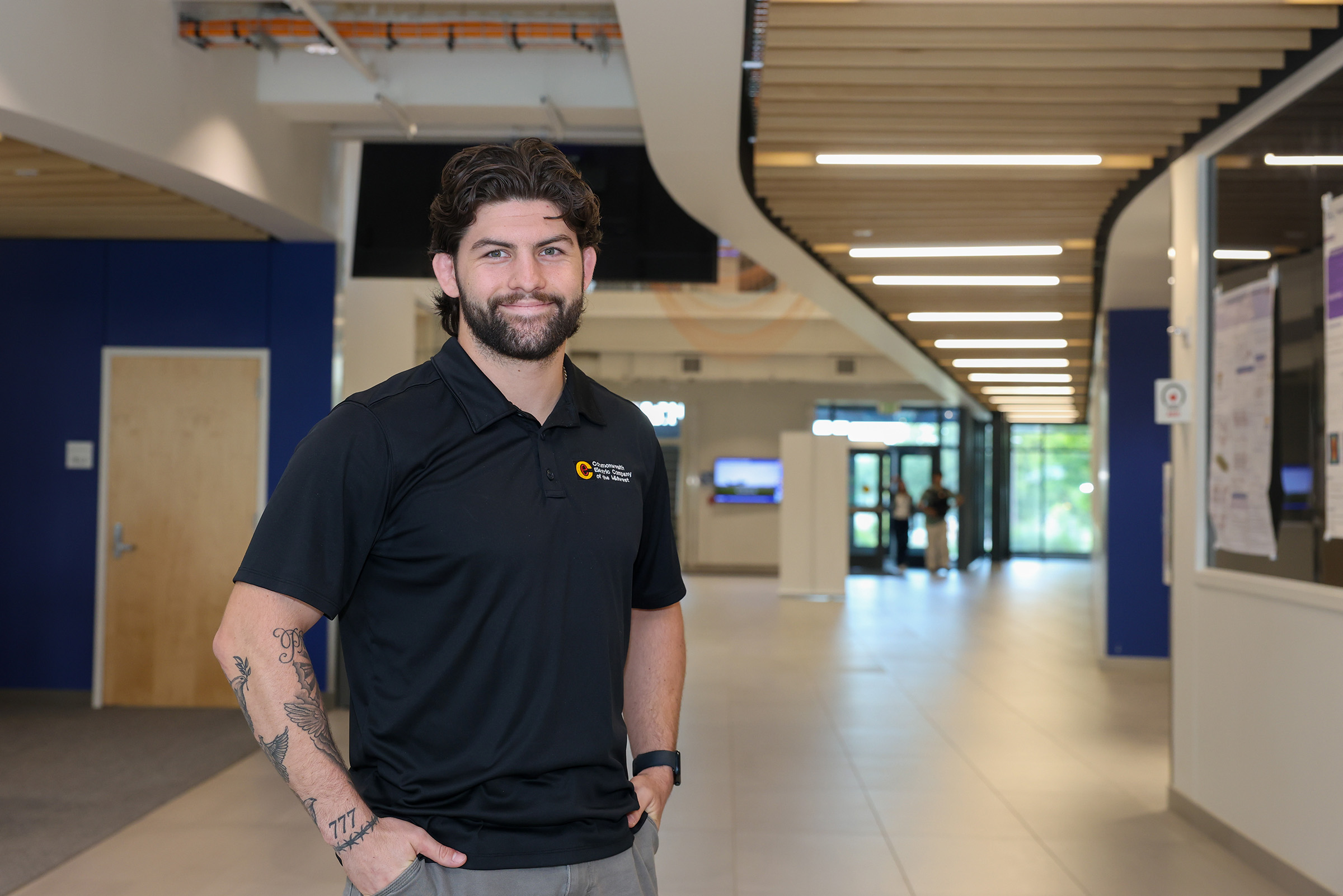 Alex Munoz poses for a photo inside Discovery Hall on the UNK campus.