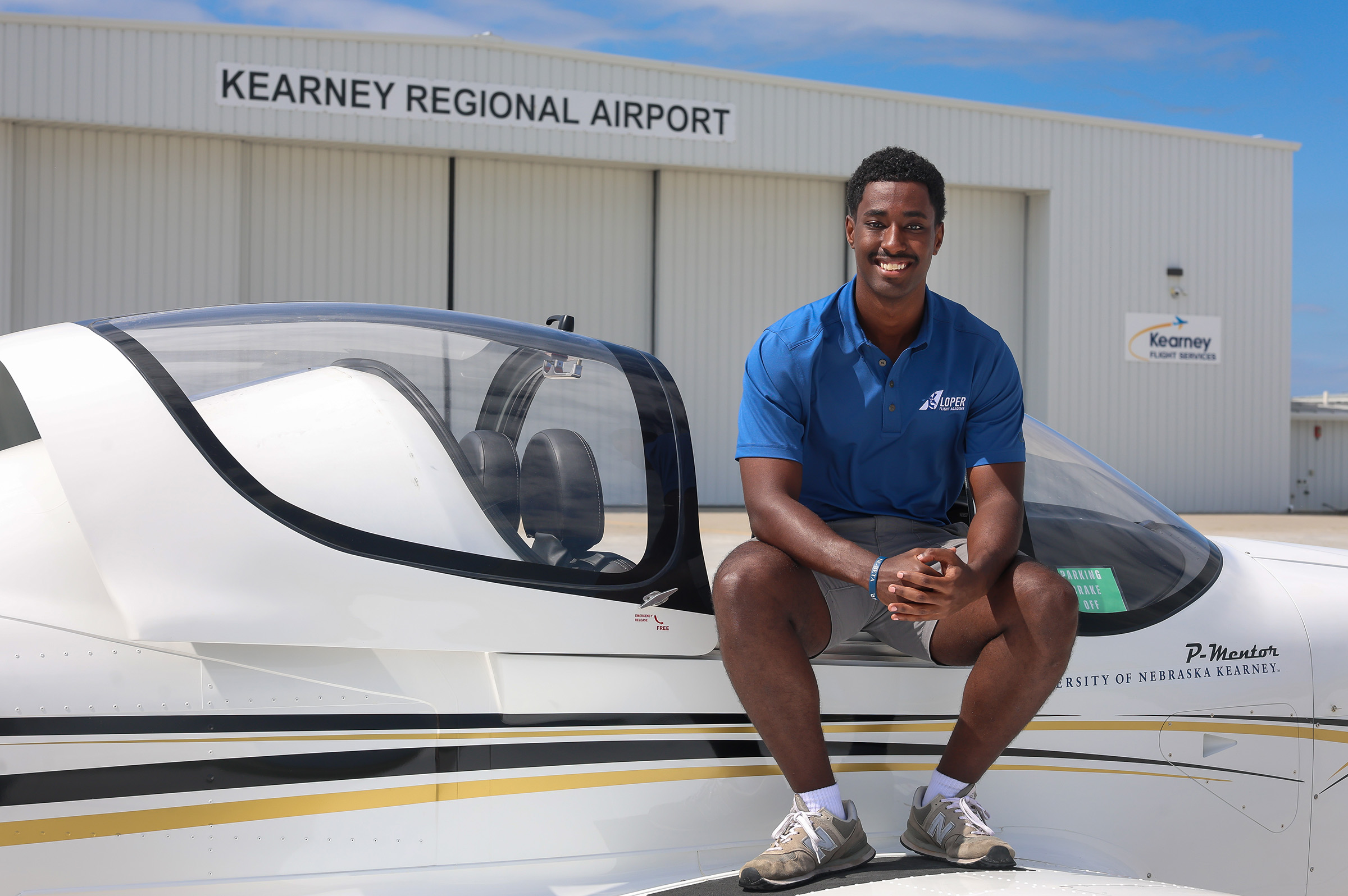 Fila Yusuf poses for a photo at Kearney Regional Airport.